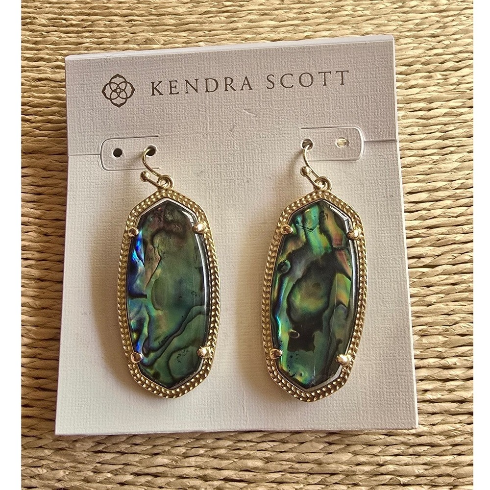 Kendra Scott Elle Abalone‎ shell drop earrings gold tone nature Glamorous